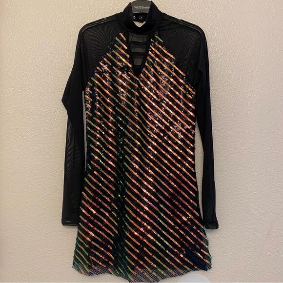 WEISSMAN Dance Costume black sequin dress SHAKE YOUR GROOVE THING 13584 adult SA - Picture 2 of 13